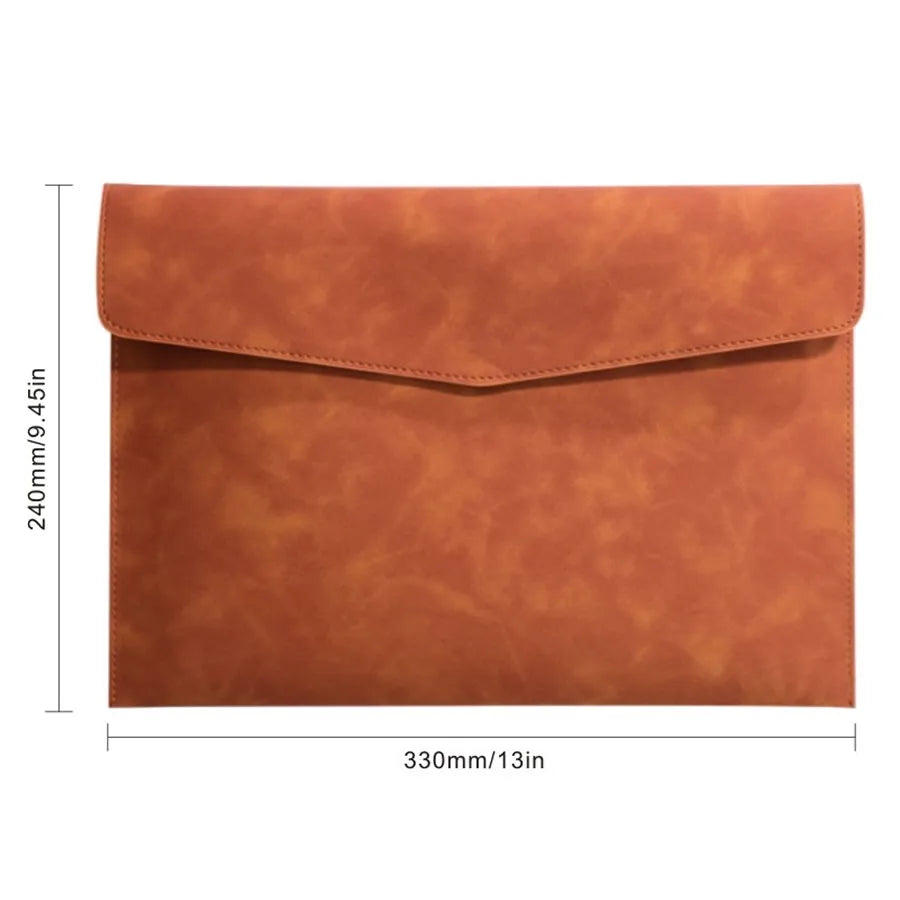 Business Company Office Leather Document Bag, Material Storage Multi-functional A4 Hasp File Bag, Simple Waterproof Laptop Bag