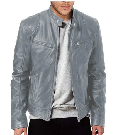 2026 Leather Motorcycle Jacket Men Stand Collar Casual Slim Short-Coat PU Jacket Autumn Winter Windproof Leather Coat Blazer Men