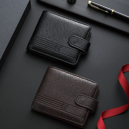 PU Leather Two Fold Wallets Urban Recreational Style Soft Men's Short Wallet ID Badge Holder Credit Card Case Male Wallet