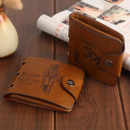 Men's Hunting Style PU Leather Wallet - Vintage Clutch with Multi-Card & Coin Holder, Outdoor Purse