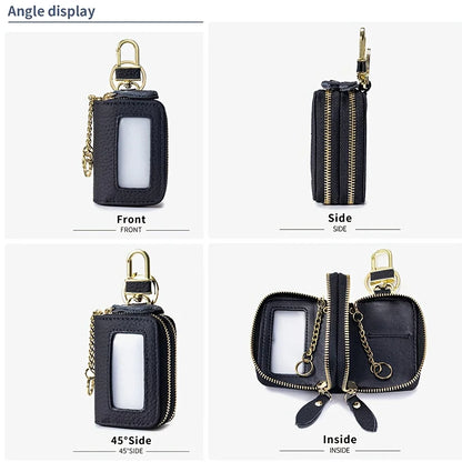 New Unisex Genuine Leather Key Wallet Men Casual Zipper Car Key Organizer Female Double Design Key Case Fashion Keychain Wallet