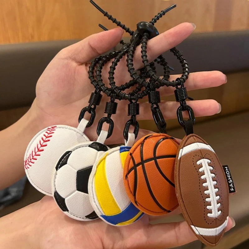 Leather Football Keychain Baseball Basketball Volleyball Leather Pendant Ladies Bag Accessories Car Key Pendant