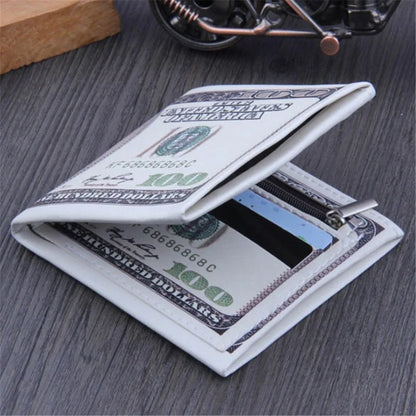 Men's Wallets With US Dollar Pattern Male PU Leather Wallet With Card Holder Coin Pocket Purse Fashion Large Capacity Purse Bag