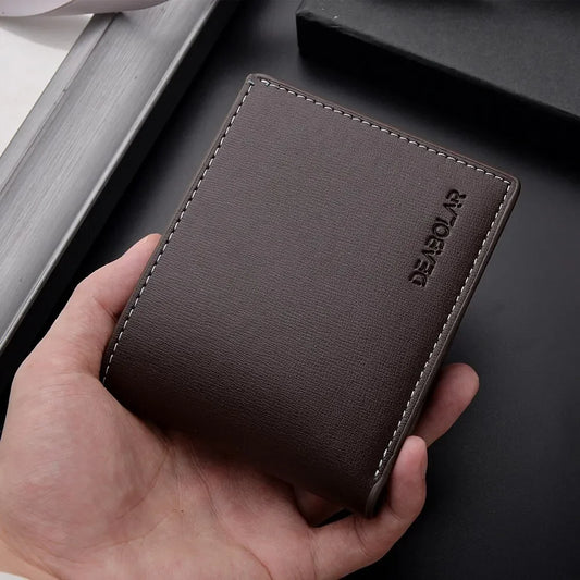 Casual Short Leather Wallet Thin Style Young Men Female Credit Card Holder Folding Fashion Simplicity