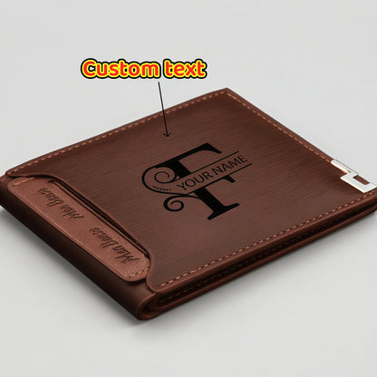 Personalized Leather Wallet for Men – Custom Engraved Name or Monogram –   Bifold Wallet – Custom Gift for Dad,