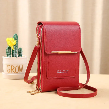 Women Crossbody Shoulder Bags Wallets Touch Screen Cell Phone Purse Soft Leather Strap Handbag for Female Luxury Messenger Bags