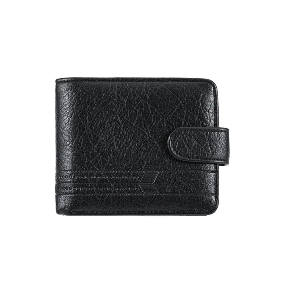 Simple PU Leather Two Fold Wallets Urban Recreational Style Solid Color Male Wallet Soft ID Badge Holder Pocket Purse Men