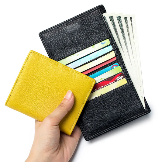 Genuine Leather Short Wallets Card Holder Bag Portable Cowhide Small Zipper Money Change Coin Purse For Men Women Clutch Pouch