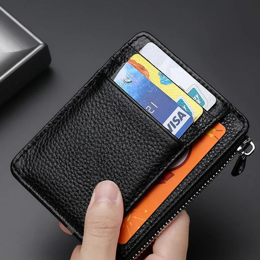 Slim Card Holders Wallets for Men PU Leather Men's Cardholder Purses with Zip Coin Pouch Portable Credit Cards Wallet Male Gifts