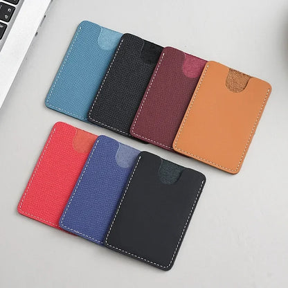 Ultra-Thin Mini Full-Grain Cowhide Leather Card Holder Wallets for Men Women Lightweight Soft Genuine Leather Credit Card