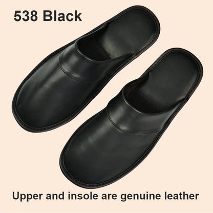 Soft Sheepskin Leather Slippers Homes in indoor slipper Spring Autumn men women elderly non-slip casual single shoes summer