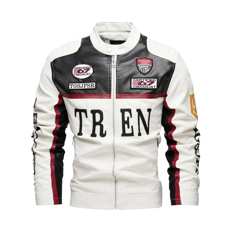 Spring Autumn Men's PU Leather Jackets Fashion Man Embroidery Motorcycle Moto Coats Man Windbreaker Zipper Leather Jackets
