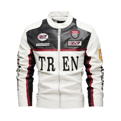 Spring Autumn Men's PU Leather Jackets Fashion Man Embroidery Motorcycle Moto Coats Man Windbreaker Zipper Leather Jackets