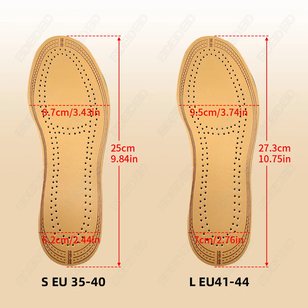 Leather Insoles For Shoes Men Women Breathable Cowhide Shoe Pads Massage Shock Absorption Cushion Sneakers Sole Insert Insole