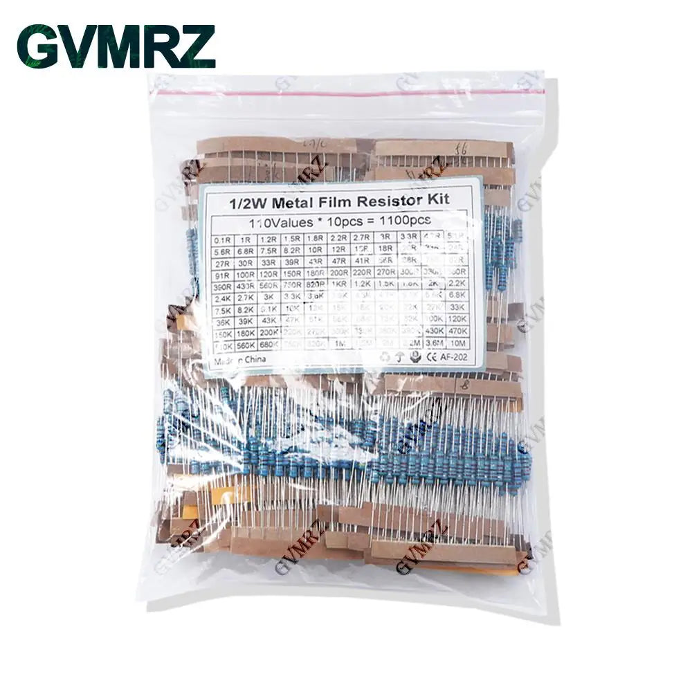 1/4W 1/2W 1W 2W 3W Resistance Set 1% Metal Film Resistor Assortment Kit 1K~820K 0.1R~750R 10K