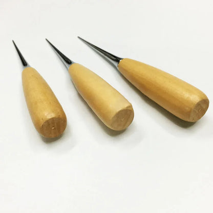 Leather Sewing Kit Wooden Handle Awl Tools DIY Leather Sewing Awl Needle Leather Craft Punch Hole Tool Tent Shoes Repairing Tool