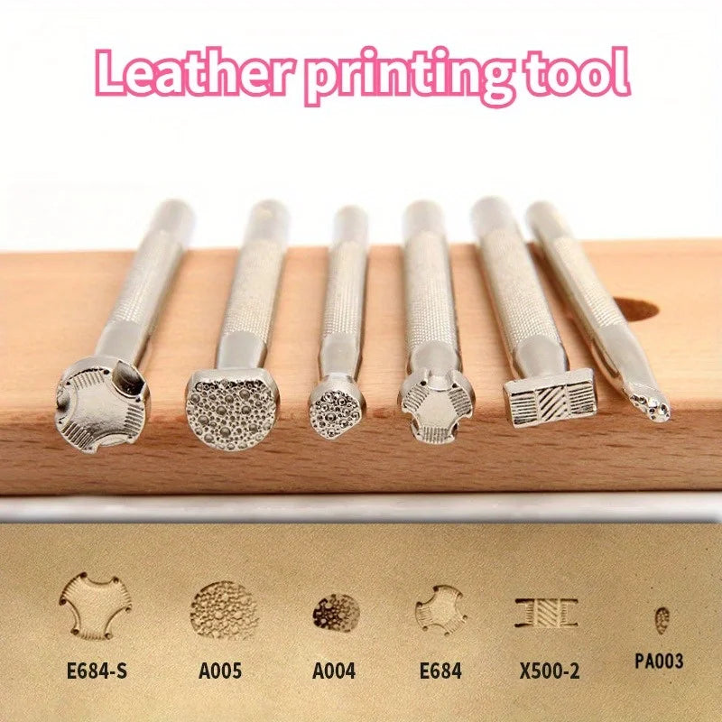 Leather Printing Tools 6kind Styles Embossing Engraving Leathercraft Utensil DIY Leather Craft Stamping Stamps Hand Art Tools