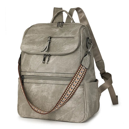 Women Large Leather Laptop Backpack 15.6 Inch Waterproof Casual Fashion Business Retro Travel Shoulder Bag for College