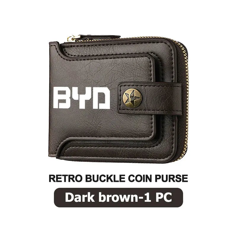 For BYD Leather Car Men Wallet Credit Card Holder Wallets With Zipper M6 G3 G5 T3 F3 I3 F0 F6 S6 S8 E5 E6 G6 L3 S7 G7