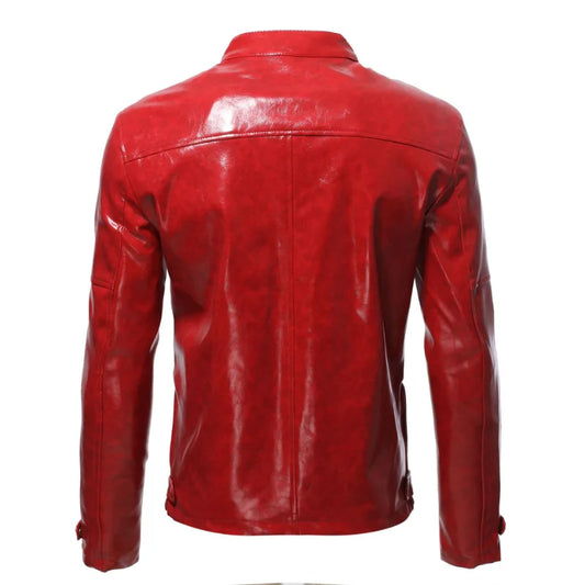 Men Clothing 2025 Mens Fashion Leather Jacket Slim Fit Stand Collar PU Jacket Male Anti-wind Motorcycle Zipper Jackets Men