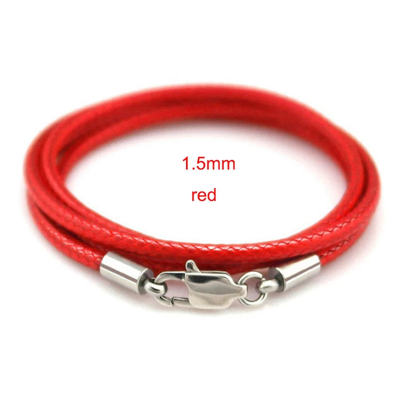 Braided Leather Cord for DIY Lanyard Pendant Necklace Making String Rope Thread Jewelry Making Stainless Steel Lobster Clasp