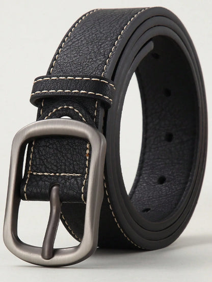 Simple MEN'S Metal Belt Pin Buckle PU Leather Jean Belt Casual High Quality Belt for Men Pants