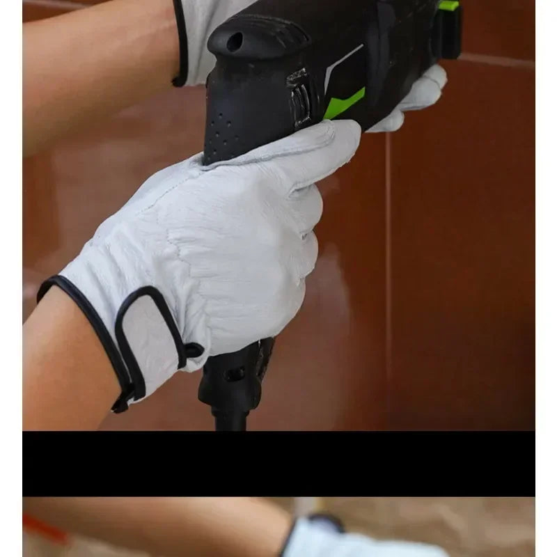 Work gloves sheepskin leather workers work welding safety  garden sports motorcycle driver wear-resistant