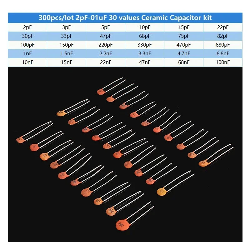 300pcs/960pcs Ceramic Capacitor Kit Set 2pF-0.1uF Electronic Components Capacitor Assorted Kit IC Samples DIY