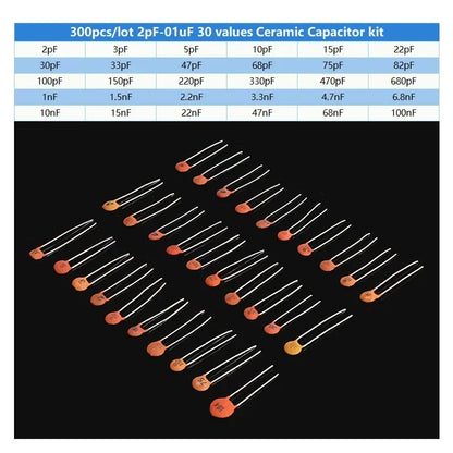 300pcs/960pcs Ceramic Capacitor Kit Set 2pF-0.1uF Electronic Components Capacitor Assorted Kit IC Samples DIY