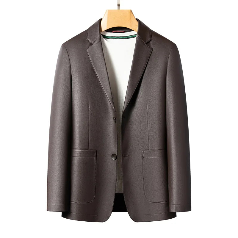 Spring and Autumn Leather Jackets, Casual Leather Suits, Men's Leather Jackets, Sheepskin Slim-Fit High-End Genuine Leather Jack