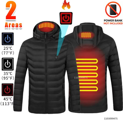 Heated Jacket Men Women USB Electric Self Heating Jacket Winter Coat Warm Hunting Camping  Hiking Skiing Clothing 2-21 Areas