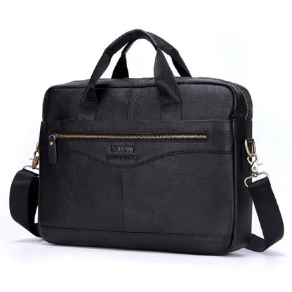 Men's Fashion Genuine Leather Briefcase Large A4 Document Shoulder Bag 14 Inch Laptop Messenger Tote Handbag Male