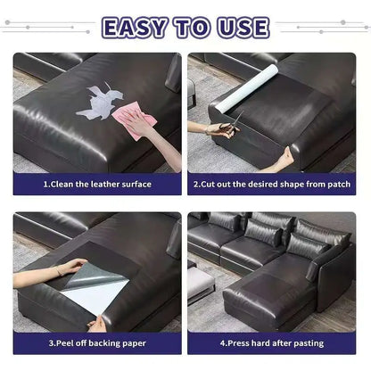 50x138cm Self-Adhesive PU Synthetic Leather Repair Patch Set for Car Seats Office Chairs Furniture Easy-to-Use Maintenance Kit