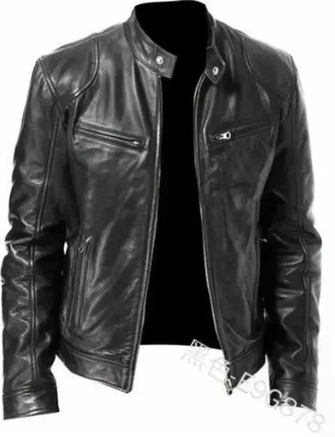 2026 Leather Motorcycle Jacket Men Stand Collar Casual Slim Short-Coat PU Jacket Autumn Winter Windproof Leather Coat Blazer Men
