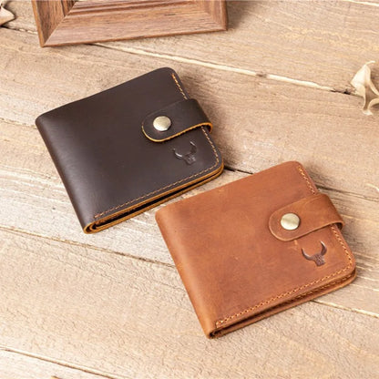 100%Genuine Leather Men's Wallets with Coin Pocket Vintage Male Short Purse Function Men Wallets with Card Holders