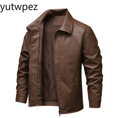 Streetwear Casual Blazer Jackets Male Outerwear Men's Slim Fit Lapel Leather Jacket Suit Short Coat Men Fashion Leather Jacket