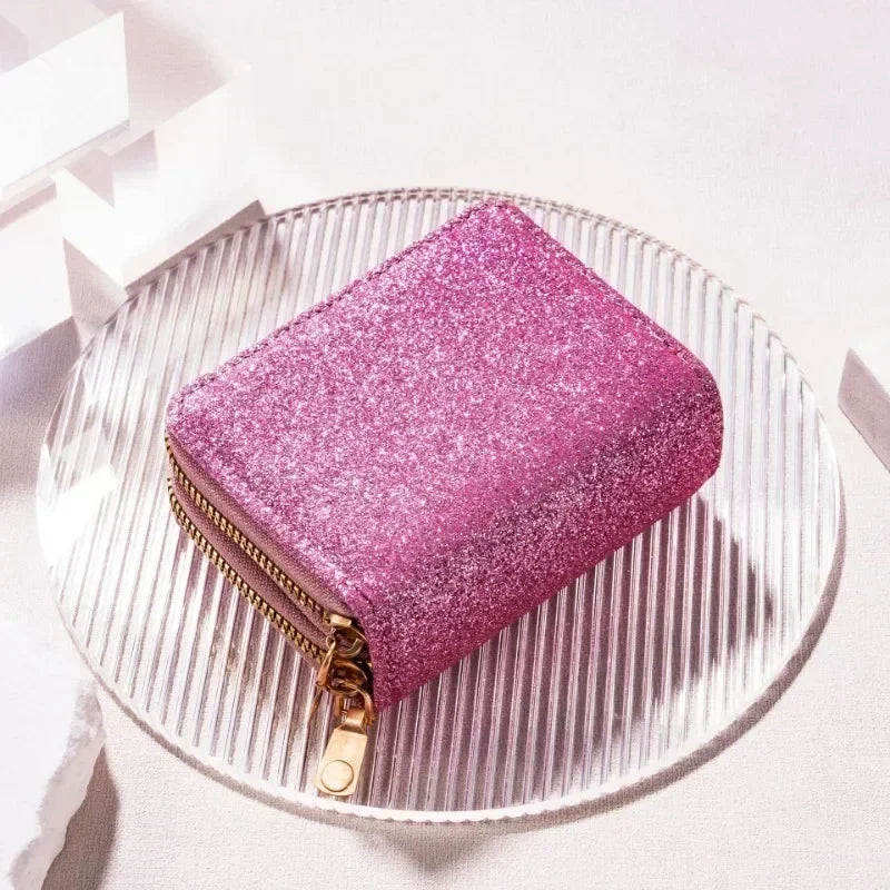 Leather Wallets Women Glitter Sequin Wallets Fashion New Money Bag Coin Purses Solid Color Credit Multi-card Card Holder Bags