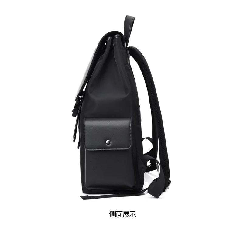 Fashion Business Laptop Backpack Men's Leather Large Capacity College Student Schoolbag Waterproof Travel Boarding Backpack