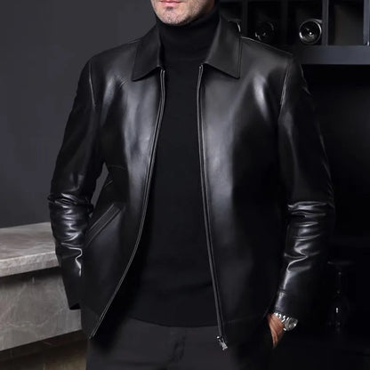 Business Leather Jackets Mens Fashion Leather Jacket Slim Fit Tturn Down Collar Coats Handsome Top Korean Casual Leather Coat