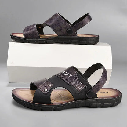 Leather Sandals For Men Summer Fashion Beach Shoes Male Trend Men's Casual Slippers Non-slip Open-toe Sandals Shoes Male