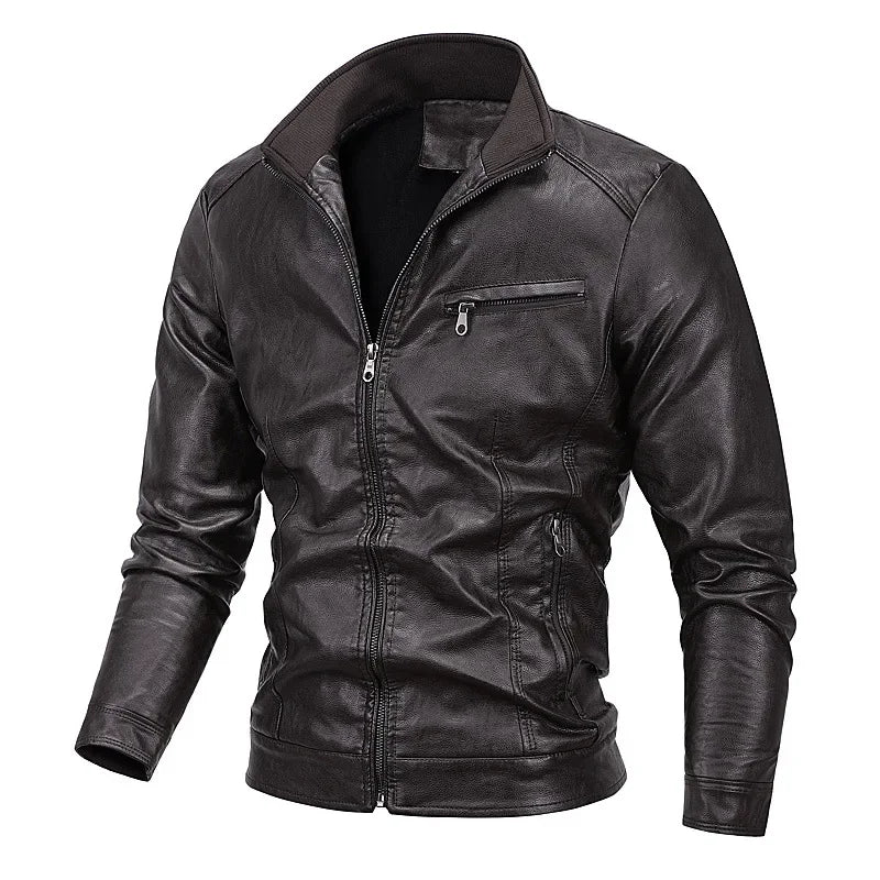 2026 New Men's Leather Jackes Fashion Windbreak Plus Fleece Motorcycle PU Leather Coats Man Casual Handsome Outwear Big Size 5XL