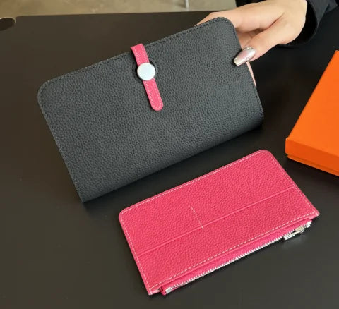 100% Real Leather Woman Long Wallet Luxury Brand Custom Name Cowhide Card Holder Fashion Lady Zip Coin Purse Slim Pouch Gift