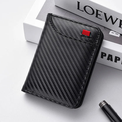 Men Slim Bifold Wallet PU Leather Short Vertical Card Holder Minimalist Multi Card Slots Cash Pocket Portable Purse Wallet