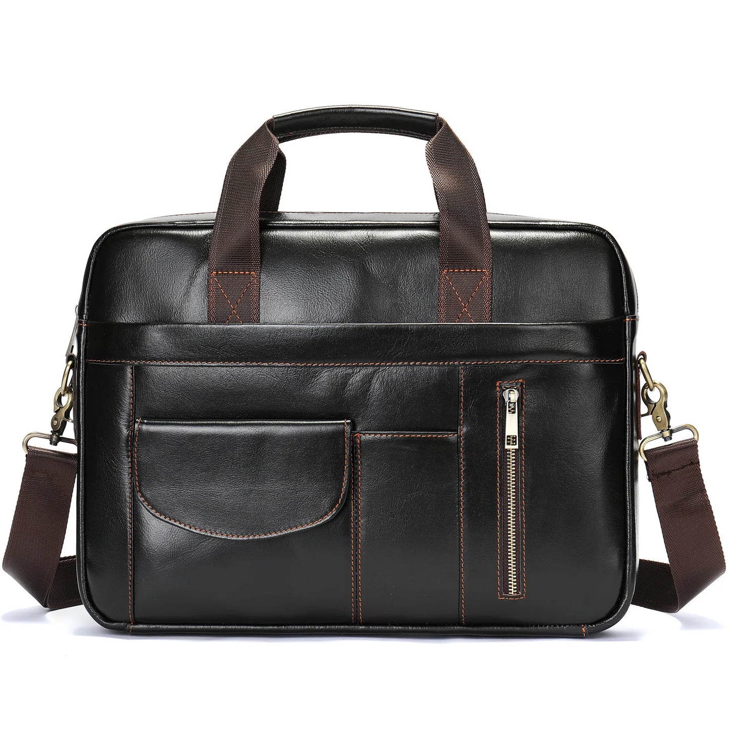 Best-selling business men's genuine leather briefcase with large capacity - 14-inch laptop carrying case - top-grade cowhide bag