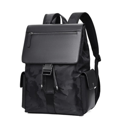 Fashion Business Laptop Backpack Men's Leather Large Capacity College Student Schoolbag Waterproof Travel Boarding Backpack