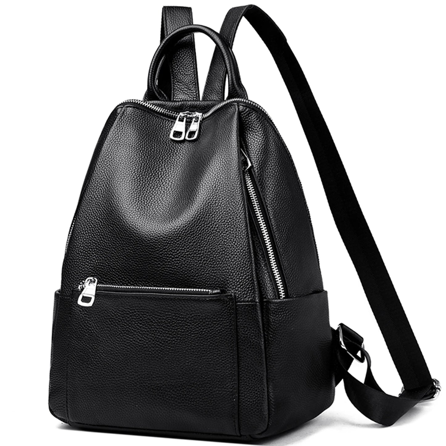 women's backpacks Genuine leather Chic Urban Tel Aviv Style Soft Adjustable structured College Laptop Backpack Shoulder Bag