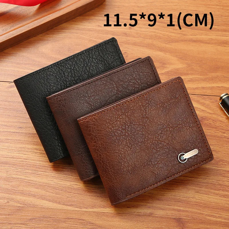 Men PU Leather Coin Purse, Large Multi Slots Card Holder, Retro Casual Wallet for Business ID Cash Dollar Coins Daily Use