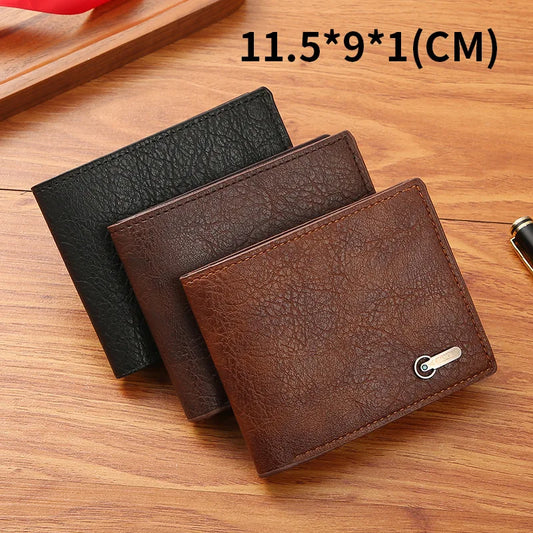 Men PU Leather Coin Purse, Large Multi Slots Card Holder, Retro Casual Wallet for Business ID Cash Dollar Coins Daily Use