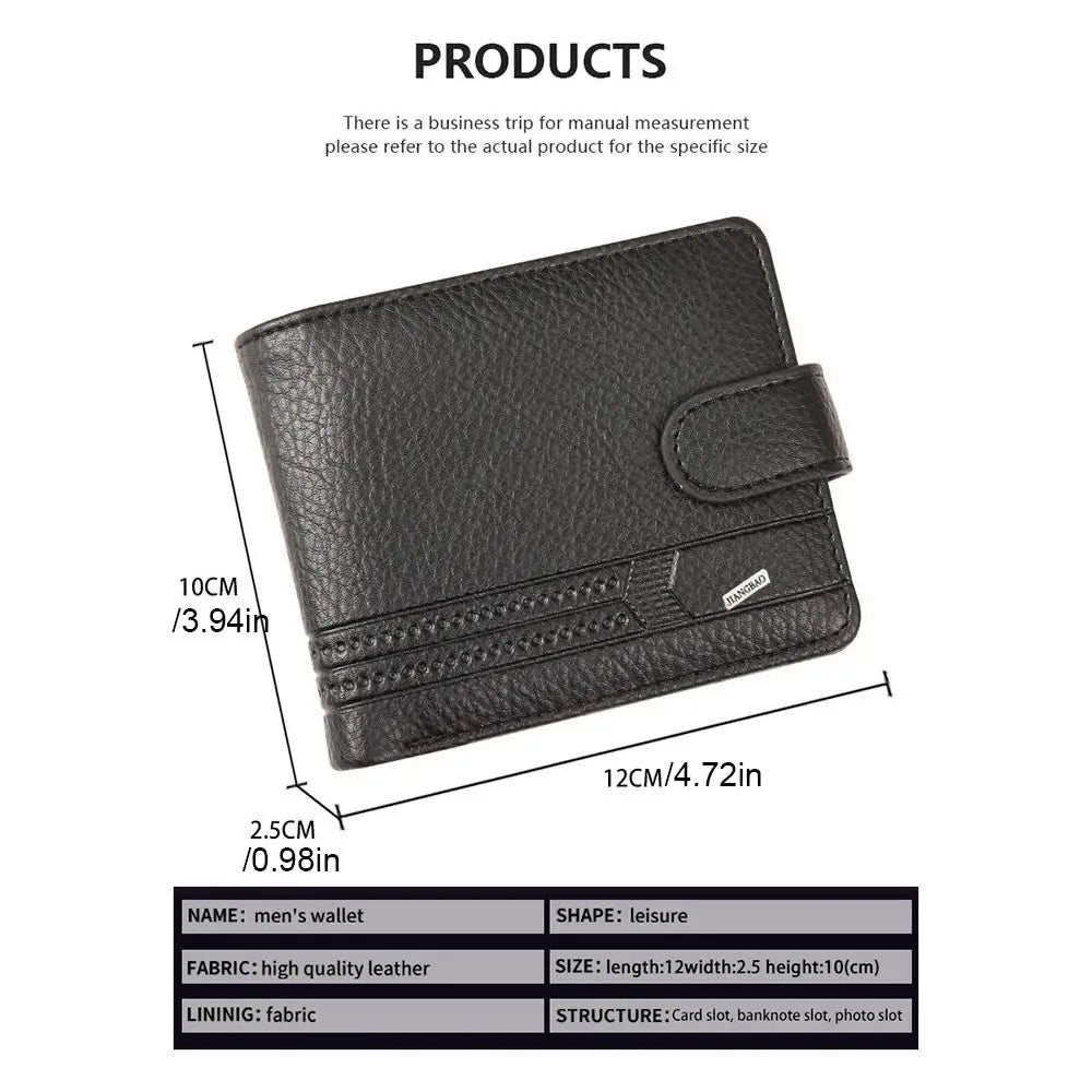 Simple PU Leather Two Fold Wallets Urban Recreational Style Solid Color Male Wallet Soft ID Badge Holder Pocket Purse Men