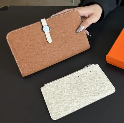 100% Real Leather Woman Long Wallet Luxury Brand Custom Name Cowhide Card Holder Fashion Lady Zip Coin Purse Slim Pouch Gift